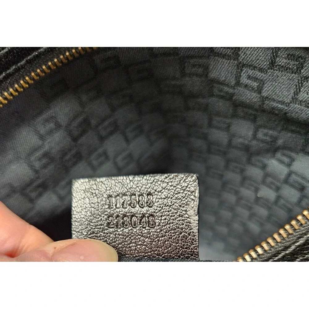 AUTHENTIC Gucci Black Pebbled Leather Flat Tote Bag Medium‎ Vertical Shopper